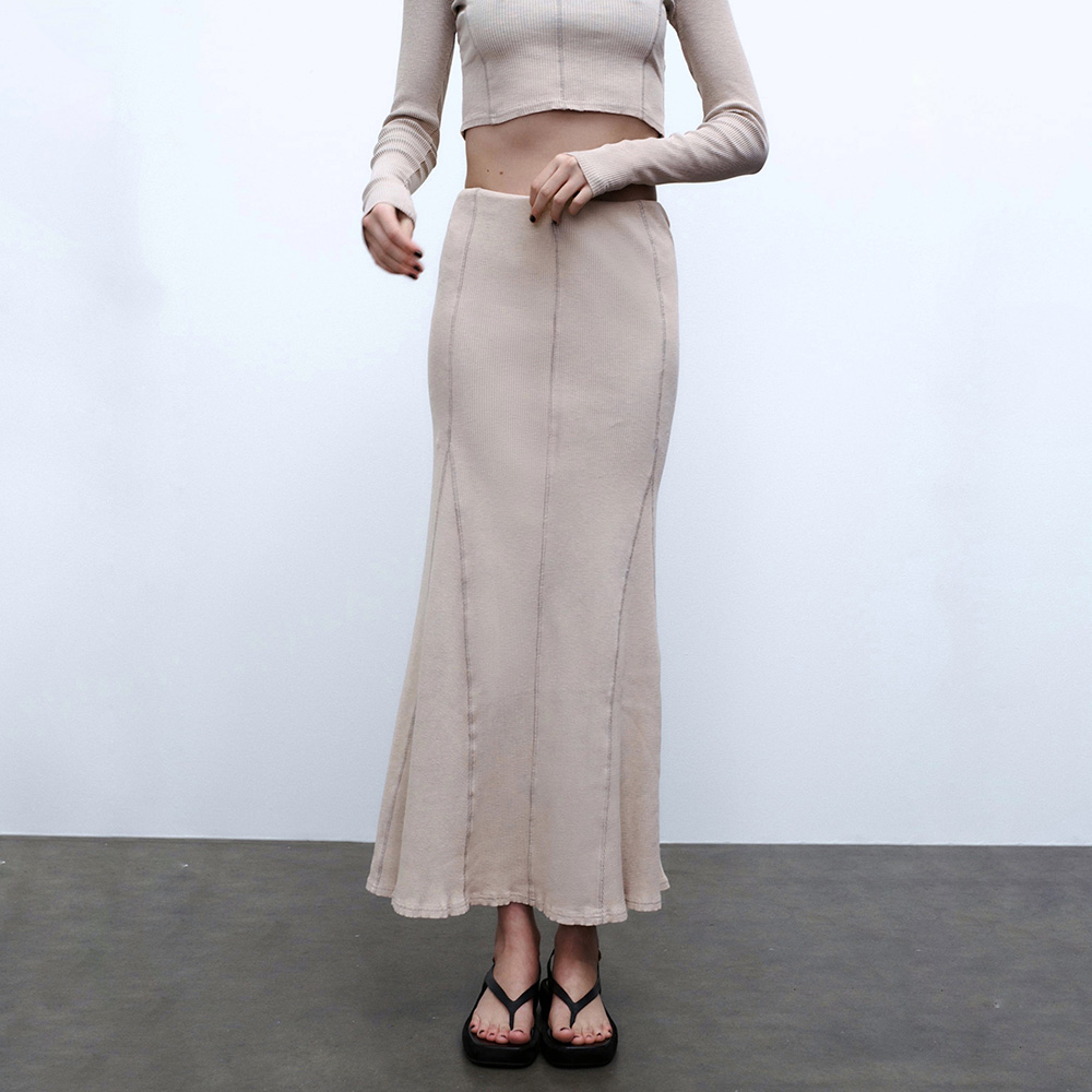 ЮБКА ZARA RIBBED FADED SKIRT GREY MARL M00231
