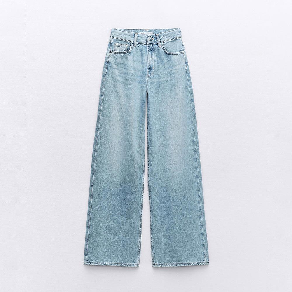 ШИРОКИЕ ДЖИНСЫ НА ВЫСОКОЙ ТАЛИИ ZARA Z1975 WIDE LEG HIGH-RISE JEANS LIGHT BLUE M00517