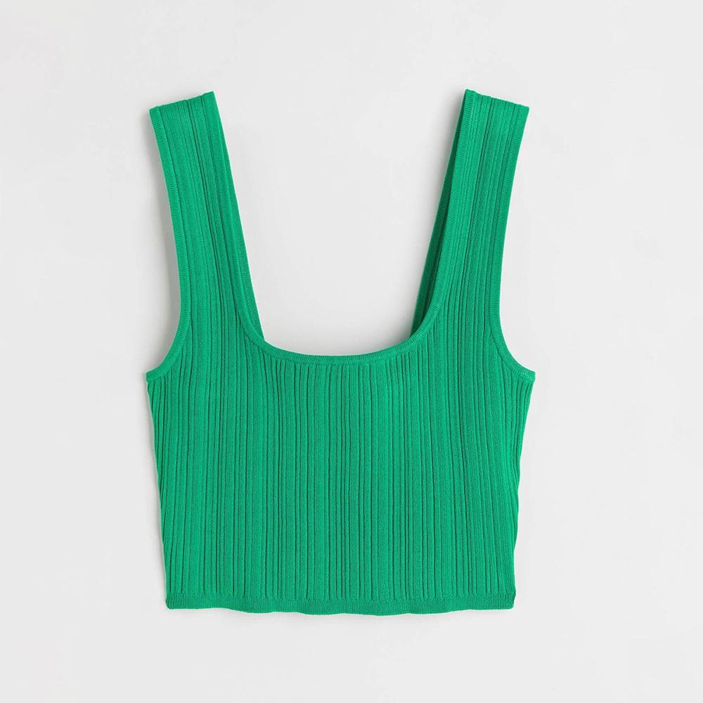 КРОП ТОП H&M ЦВЕТ ЗЕЛЕНЫЙ M00167