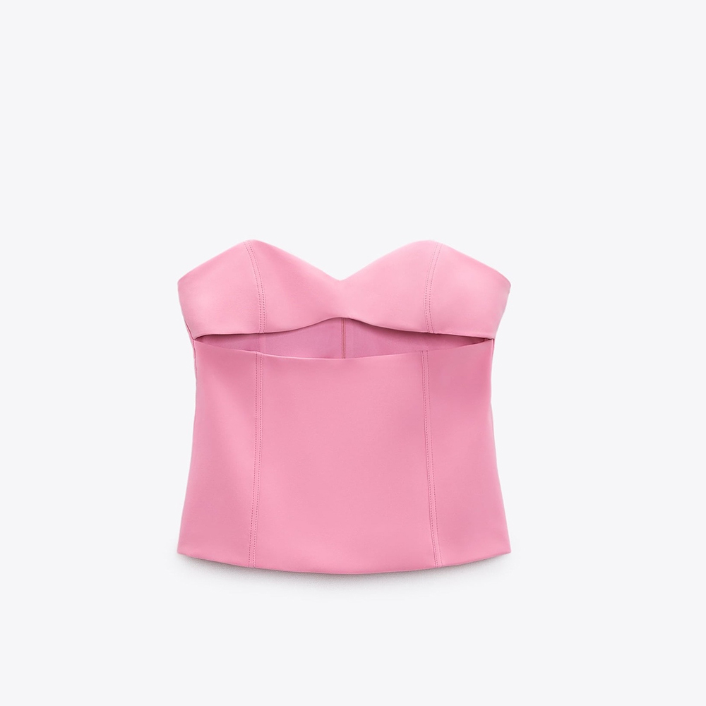 ТОП БЕЗ БРЕТЕЛЕК С ВЫРЕЗОМ ZARA ЦВЕТ РОЗОВЫЙ M00346