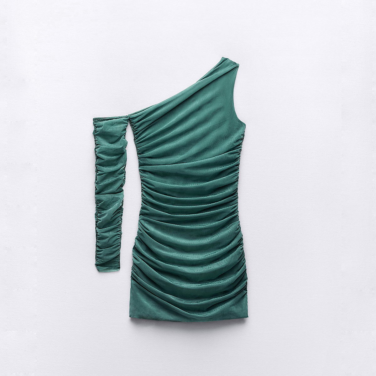 ПЛАТЬЕ МИНИ ИЗ ОРГАНЗЫ С ДРАППИРОВКОЙ ZARA ЦВЕТ ЗЕЛЕНО-ГОЛУБОЙ M00292