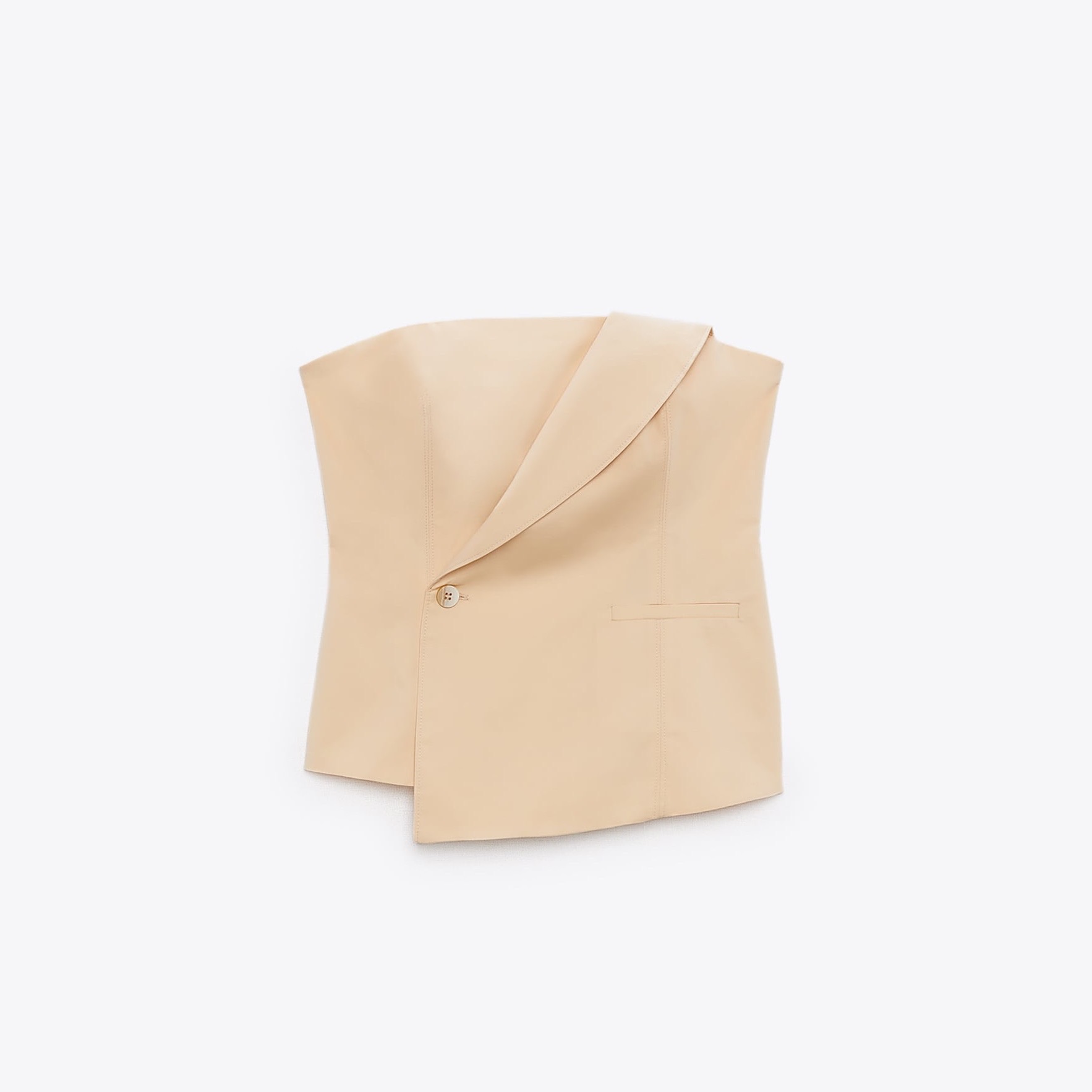 ТОП БЕЗ БРЕТЕЛЕК ИЗ ГАБАРДИНА ZARA ЦВЕТ КРЕМ M00352