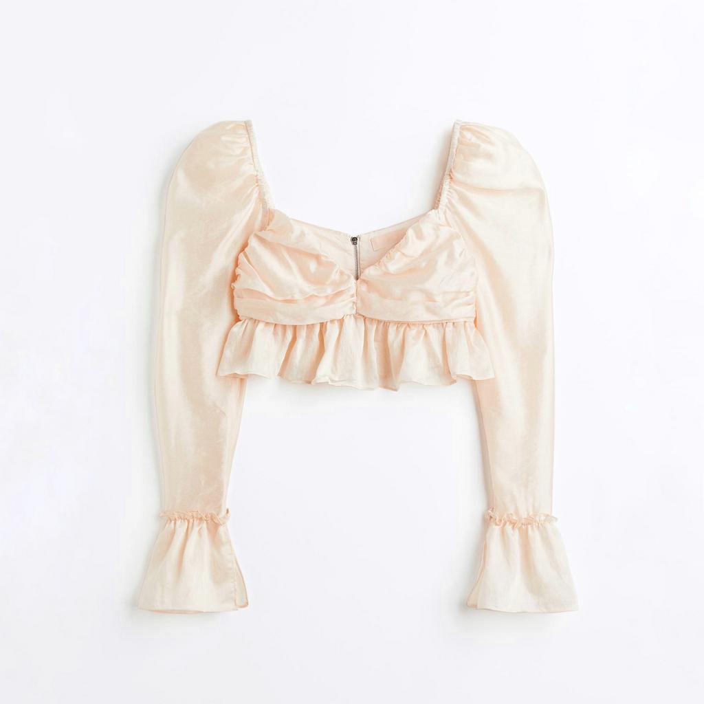 УКОРОЧЕННАЯ БЛУЗА H&M  ЦВЕТ ПУДРА M00173