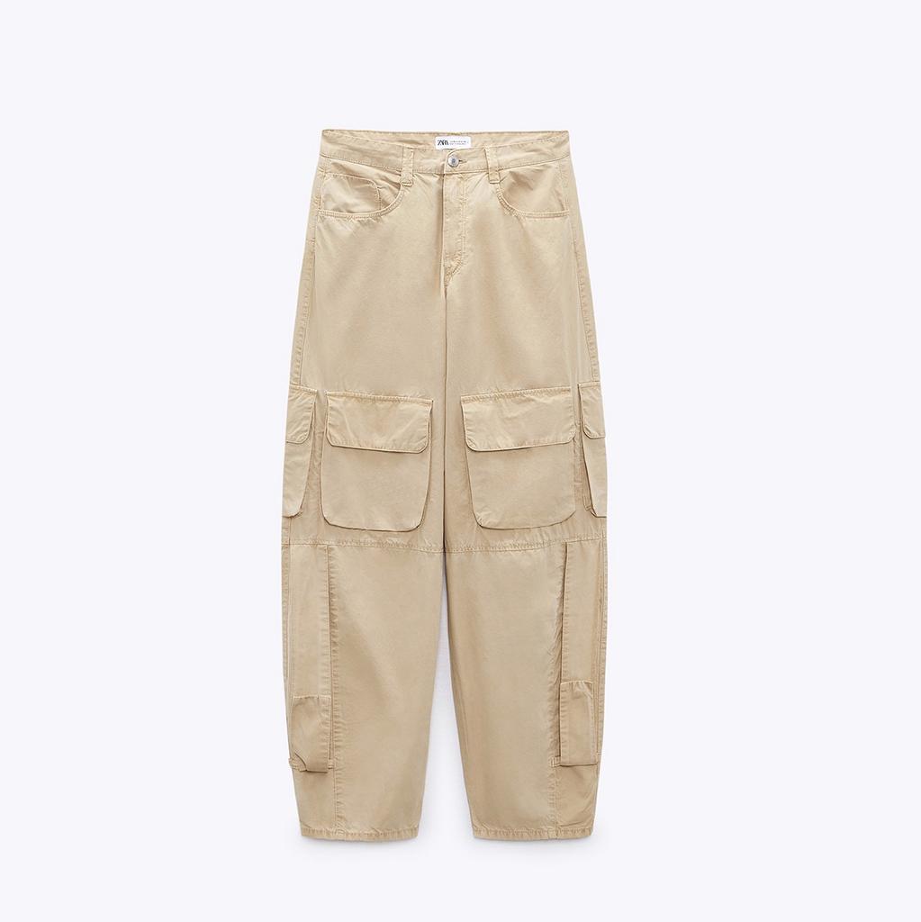 БРЮКИ КАРГО ZARA ЦВЕТ ПЕСОЧНЫЙ M00421
