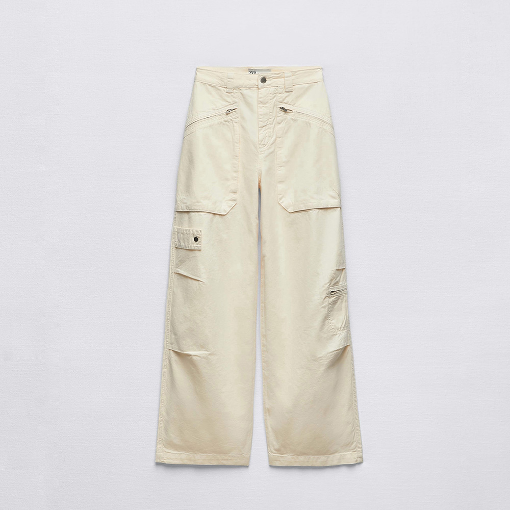СВОБОДНЫЕ РАБОЧИЕ БРЮКИ ZARA ЦВЕТ ЭКРЮ M00419