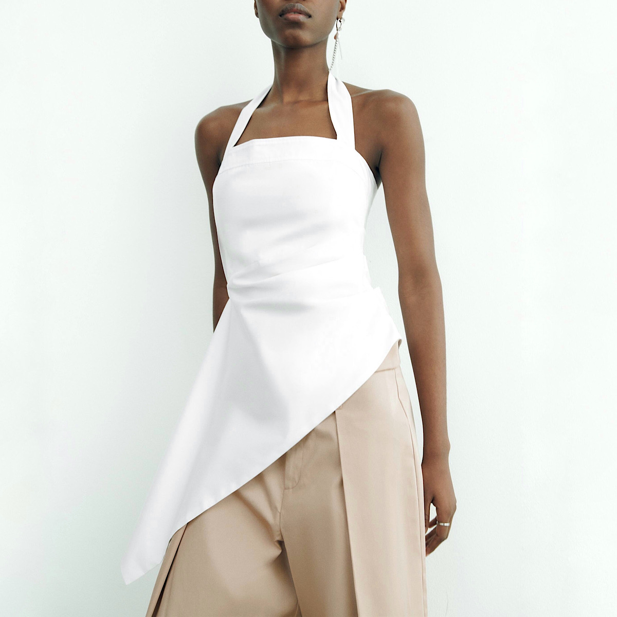 АСИММЕТРИЧНЫЙ ТОП БЕЗ БРЕТЕЛЕК ZARA ЦВЕТ БЕЛЫЙ M00353
