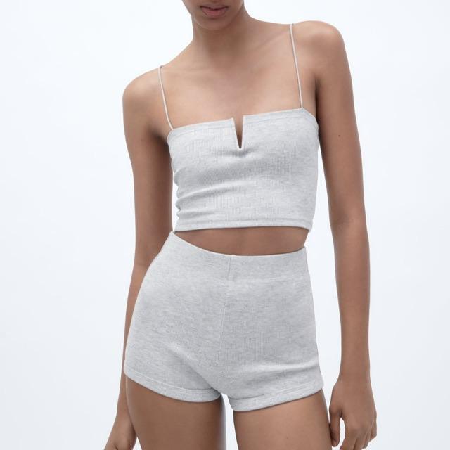 ТОП БАНДО В РУБЧИК ZARA СЕРЫЙ M00313