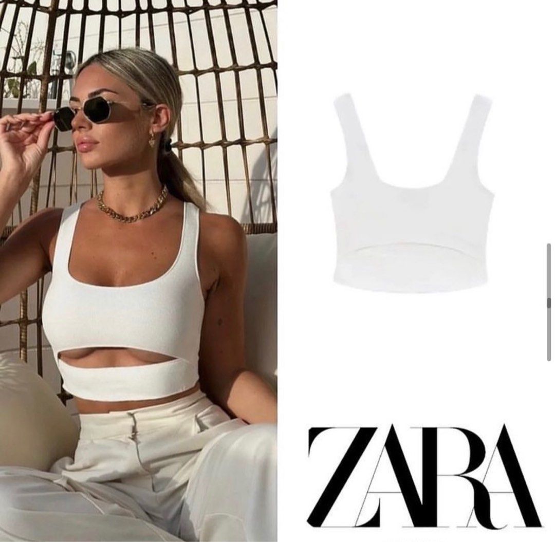 УКОРОЧЕННЫЙ ТОП С ВЫРЕЗАМИ ZARA МОЛОЧНО-БЕЛЫЙ M00320