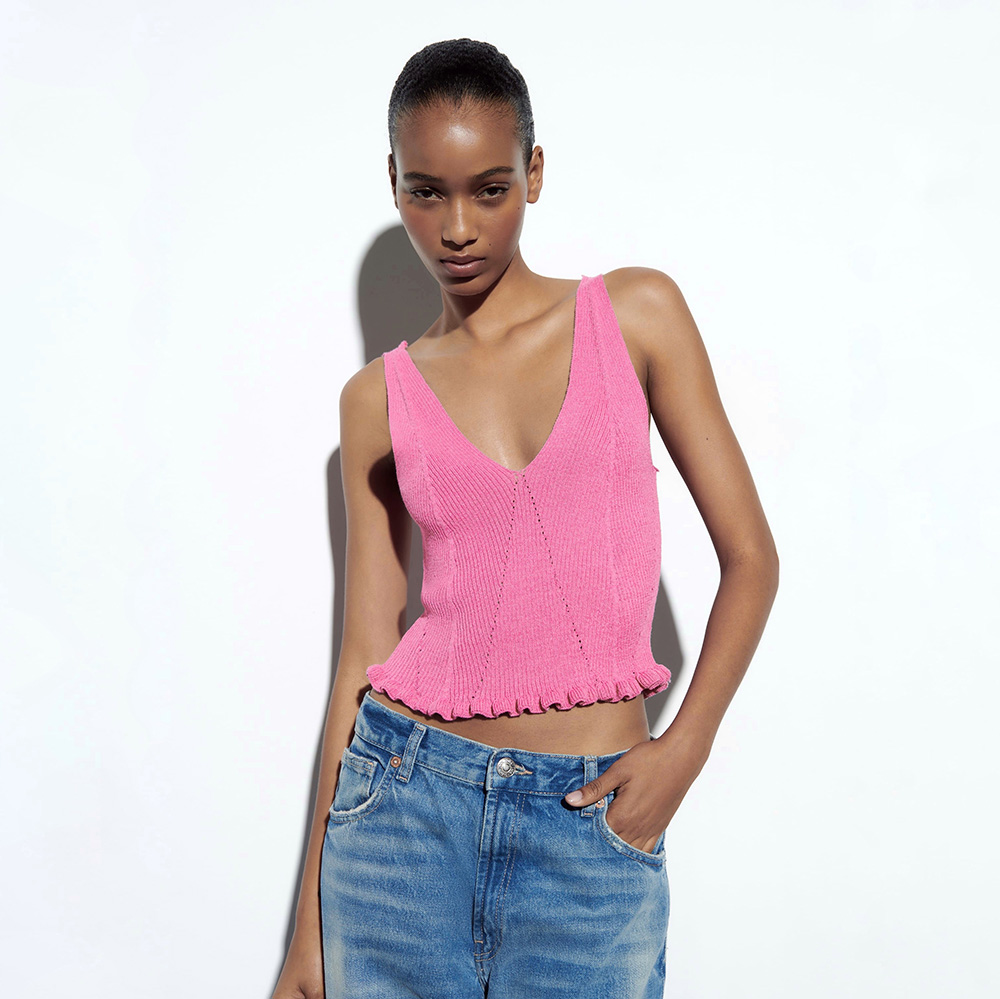ТОП В РУБЧИК ZARA РОЗОВЫЙ M00316