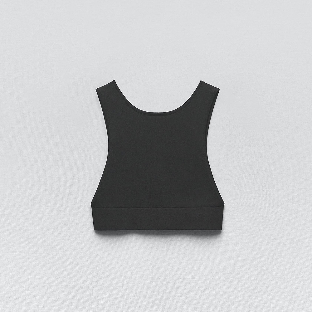 УКОРОЧЕННЫЙ ТОП С ОТКРЫТОЙ СПИНОЙ ZARA ЦВЕТ ЧЕРНЫЙ M00248