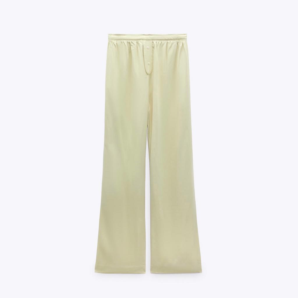 САТИНОВЫЕ БРЮКИ В ПИЖАМНОМ СТИЛЕ ZARA ЦВЕТ МОРСКОЙ ЗЕЛЕНЫЙ M00405