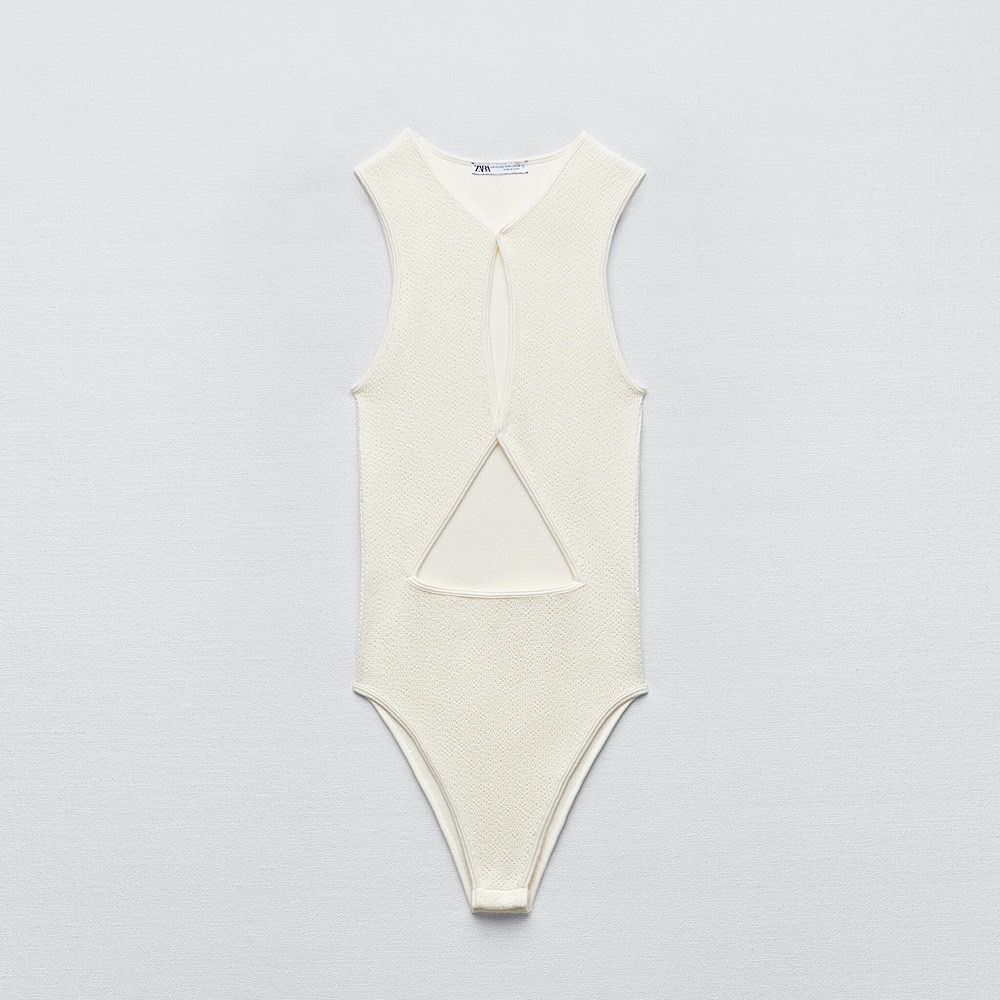 БОДИ С ВЫРЕЗАМИ ZARA ЦВЕТ ЭКРЮ M00390