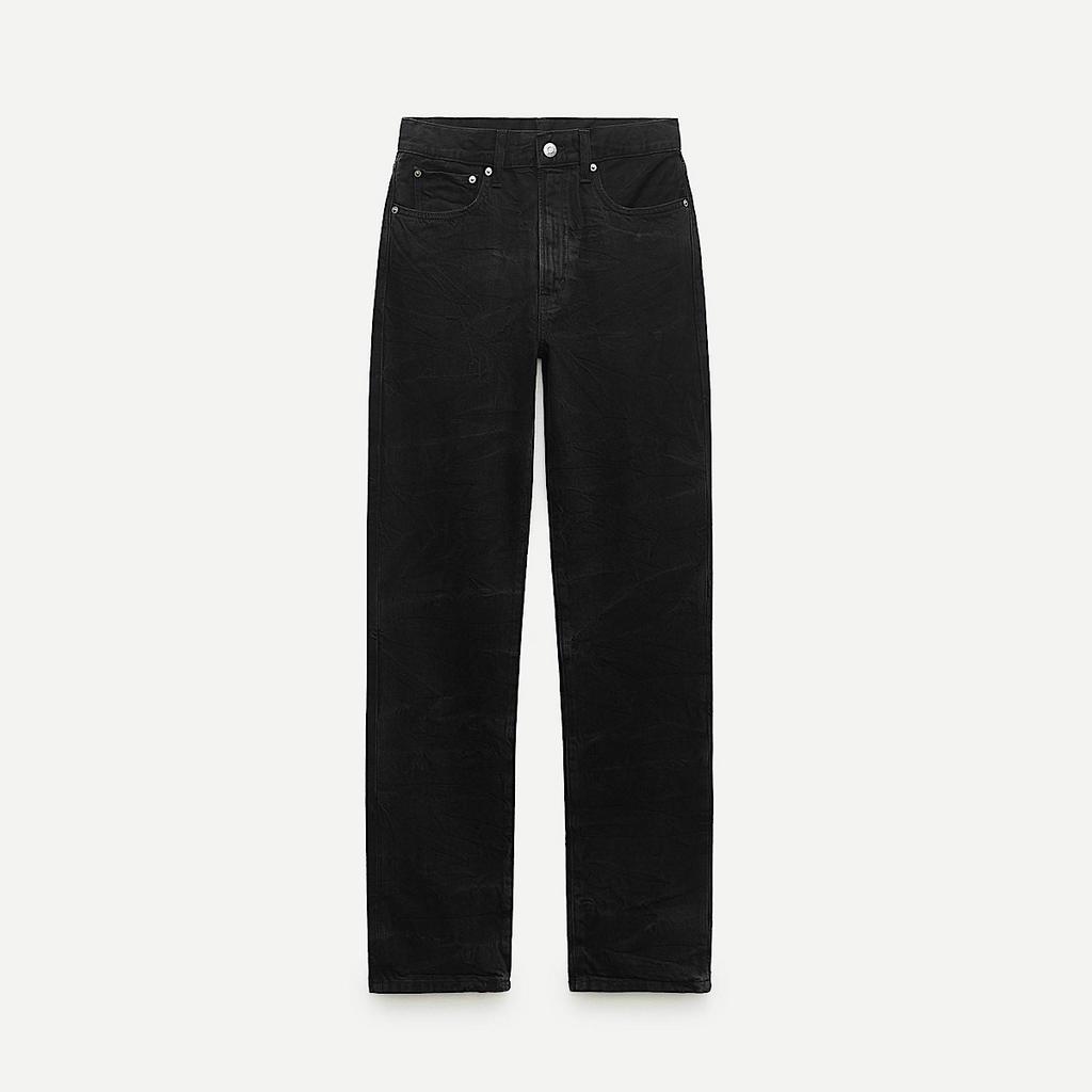 ДЖИНСЫ ZARA ZW COLLECTION RELAXED MID-RISE ЦВЕТ BLACK / ЧЕРНЫЙ M00496