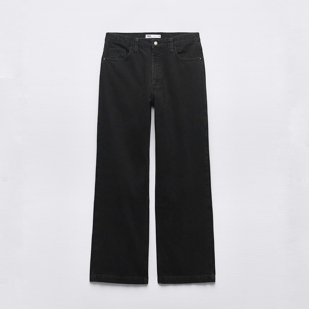 ПРЯМЫЕ ДЖИНСЫ НА НИЗКОЙ ТАЛИИ ZARA Z1975 LOW-RISE STRAIGHT BLACK / ЧЕРНЫЙ M00492