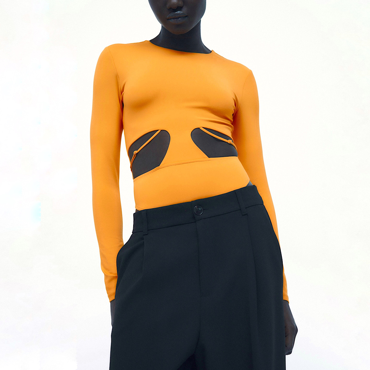 БОДИ С ВЫРЕЗАМИ ZARA CUT-OUT BODYSUIT ЦВЕТ ORANGE / ОРАНЖЕВЫЙ M00387