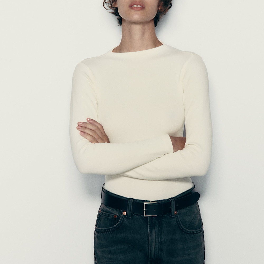 БЕСШОВНЫЙ БОДИ С ОТКРЫТОЙ СПИНОЙ ZARA ЦВЕТ WHITE / МОЛОЧНО-БЕЛЫЙ M00391