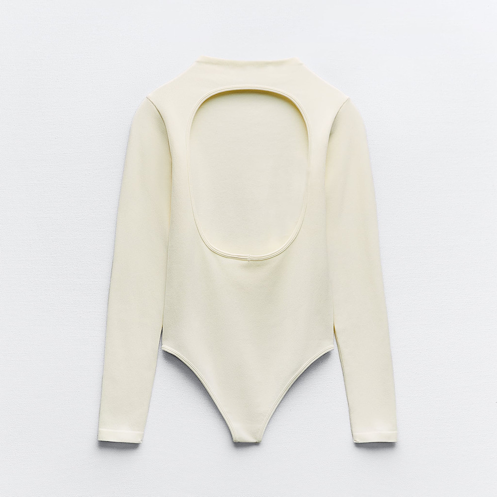 БЕСШОВНЫЙ БОДИ С ОТКРЫТОЙ СПИНОЙ ZARA ЦВЕТ WHITE / МОЛОЧНО-БЕЛЫЙ M00391