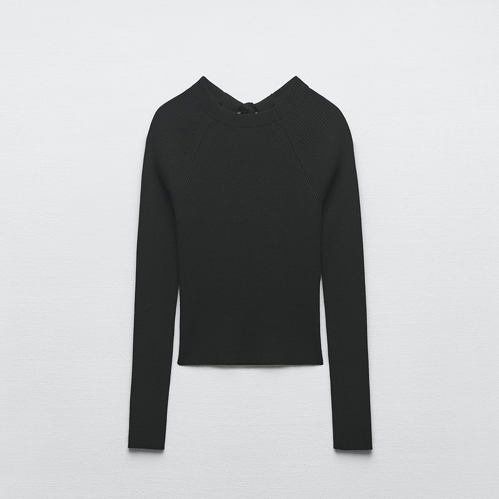 ТРИКОТАЖНЫЙ ТОП С ОТКРЫТОЙ СПИНОЙ ZARA ЦВЕТ BLACK / ЧЕРНЫЙ M00377