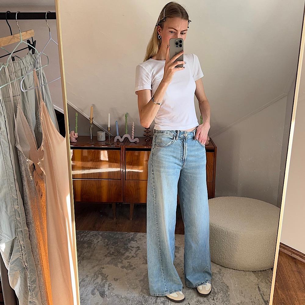 ШИРОКИЕ ДЖИНСЫ ZARA TRF WIDE-LEG SLOUCHY MID-RISE JEANS LIGHT BLUE M00519