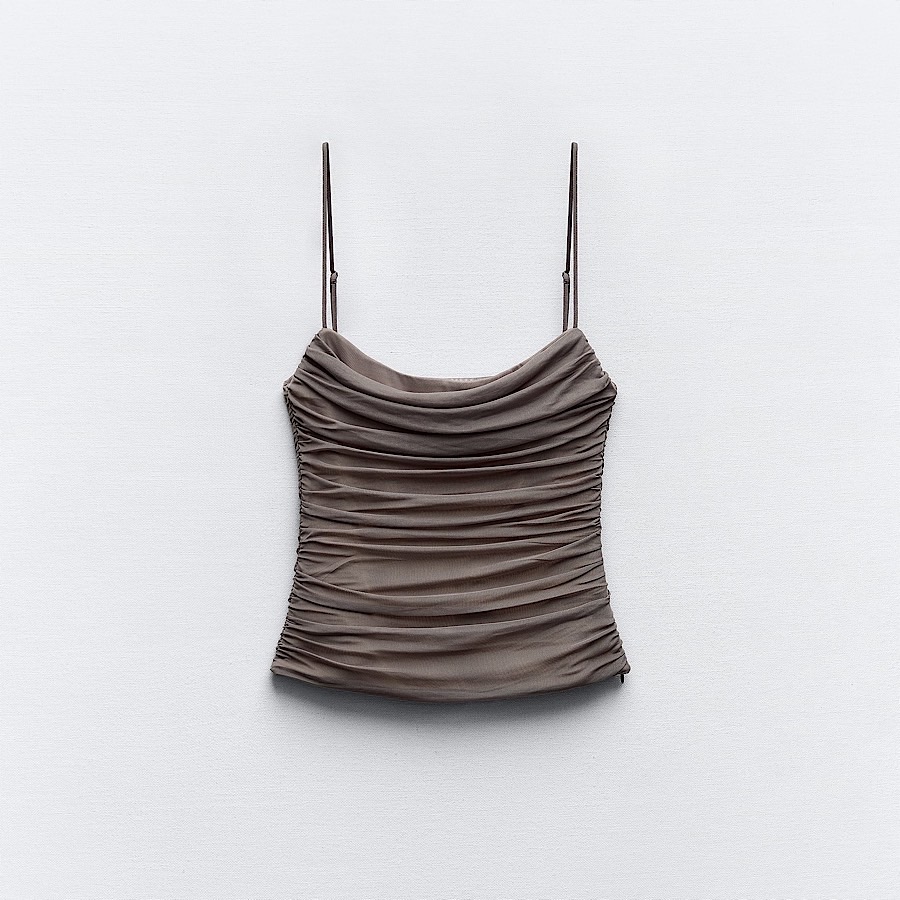 КОРСЕТНЫЙ ТОП ZARA цвет Mink / бежево-коричневый M00365