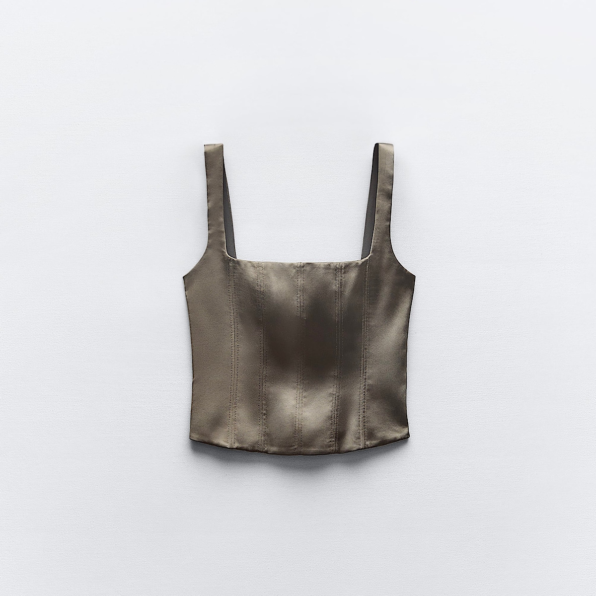 КОРСЕТНЫЙ ТОП ZARA цвет хаки M00362