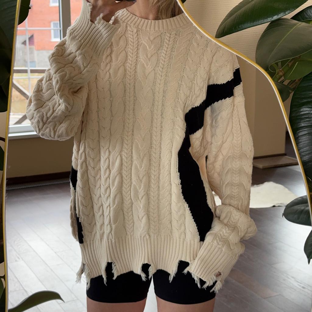 МУЖСКОЙ СВИТЕР ZARA CONTRAST TEXTURED SWEATER ECRU M00607