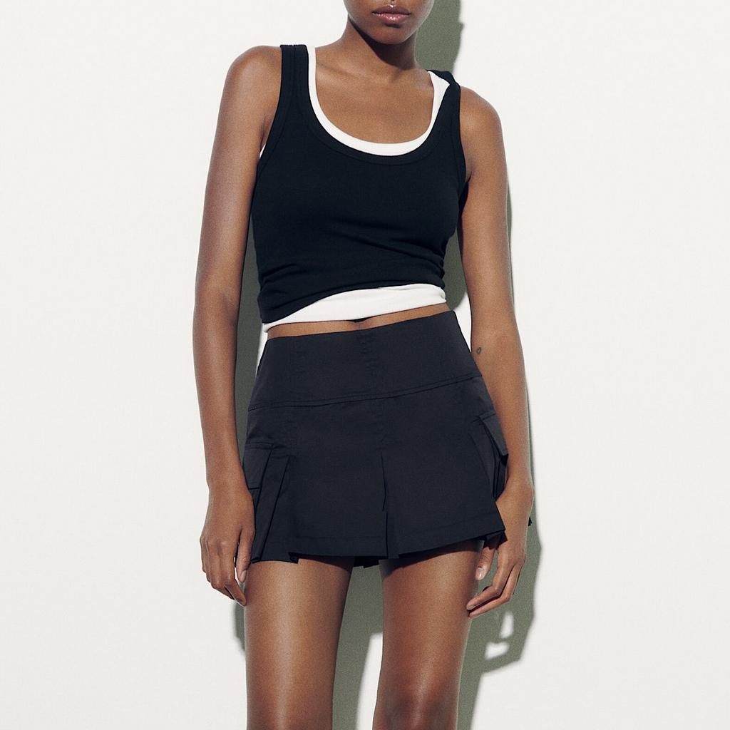 ЮБКА-ШОРТЫ ZARA BOX PLEAT SKORTS BLACK M005511
