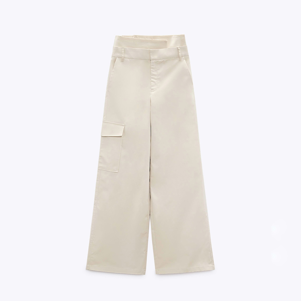 БРЮКИ ИЗ ГАБАРДИНА С ЗАВЫШЕННОЙ ТАЛИЕЙ ZARA ЦВЕТ БЕЖ M00432