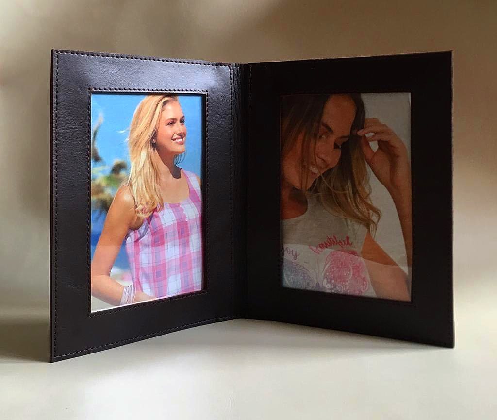 Фоторамка двойная из натуральной кожи