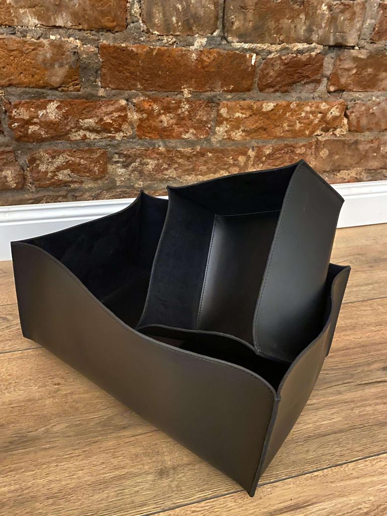 Корзина для хранения пледа из натуральной кожи