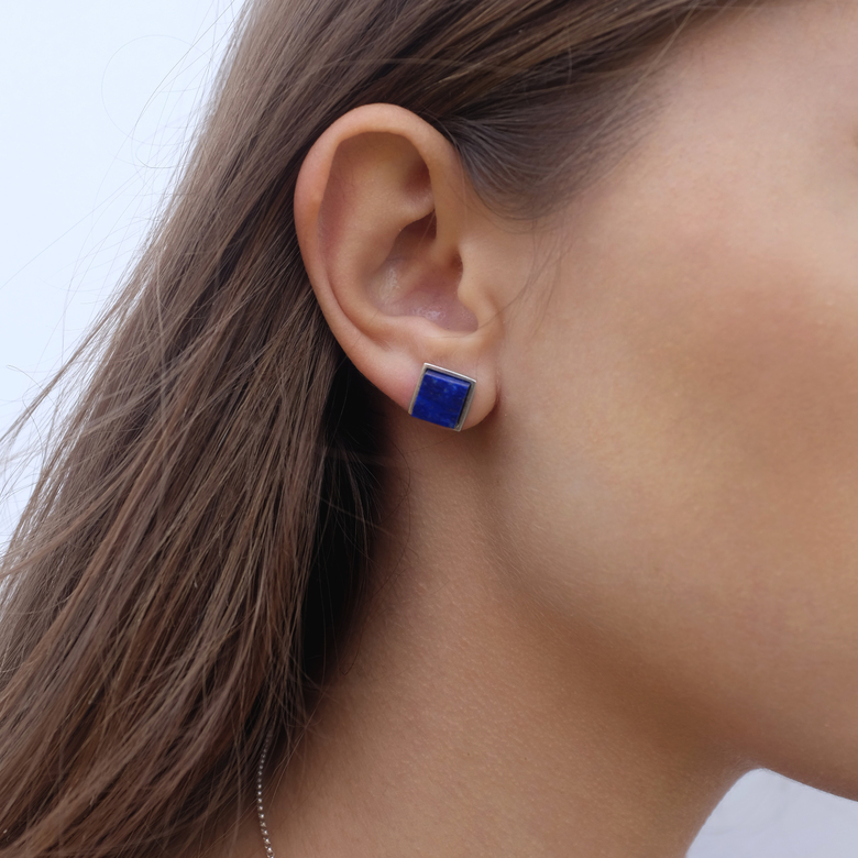 Серьги 'Кубы' с лазуритом