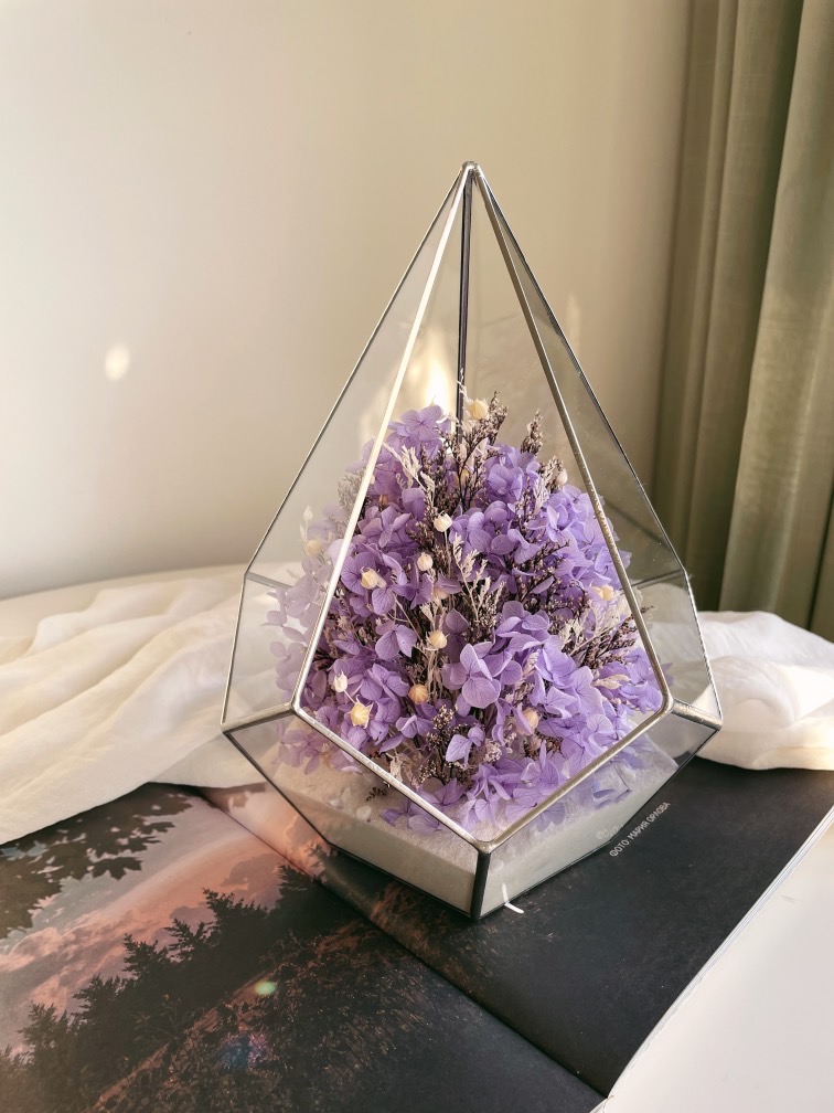 флорариум c сухоцветами большая Гортензия