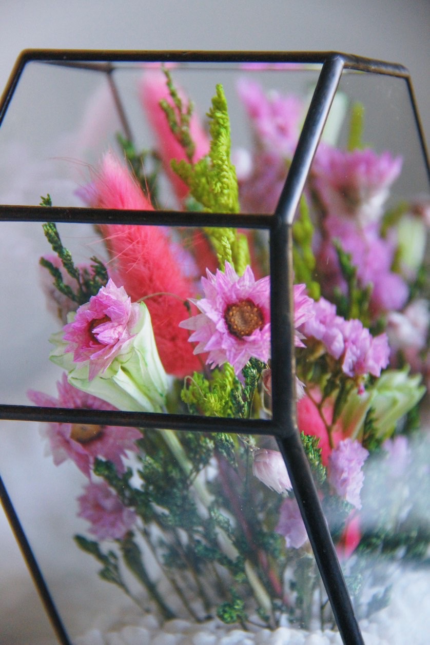 флорариум с сухоцветами в форме сердце Клубничный мохито