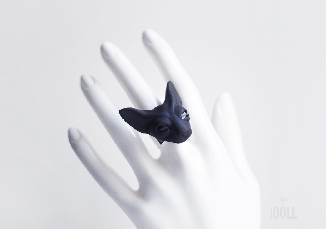 кольцо чёрный сфинкс