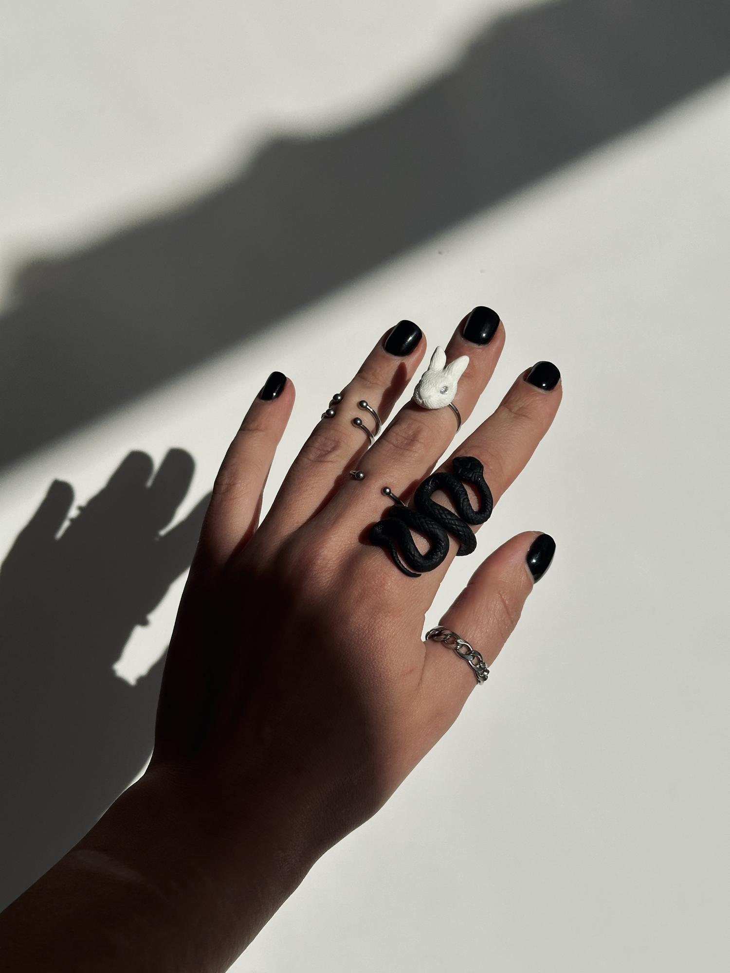 кольцо черная змея №2