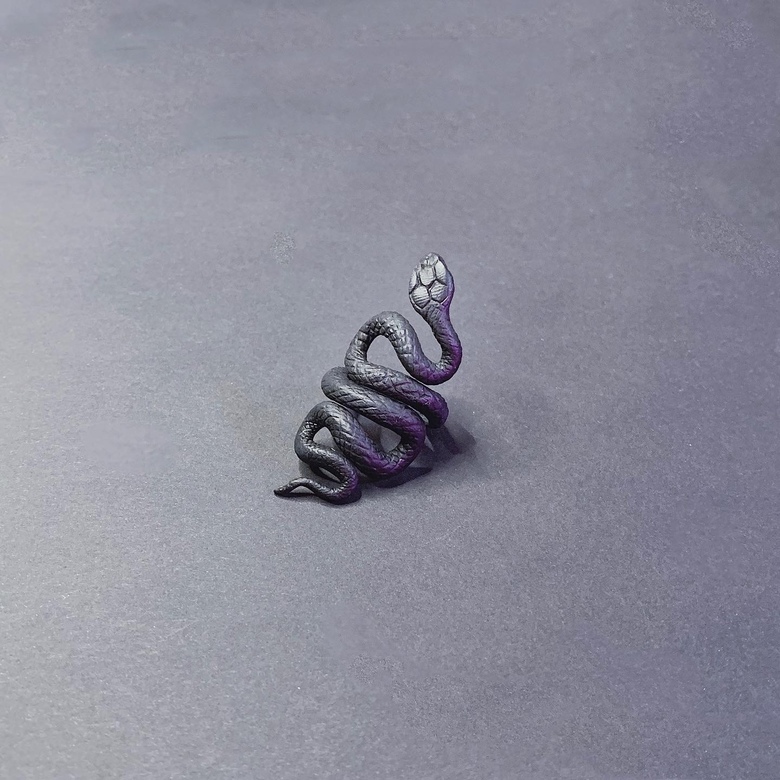 кольцо черная змея №2