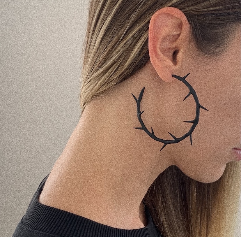 серьги кольца с терновыми ветвями