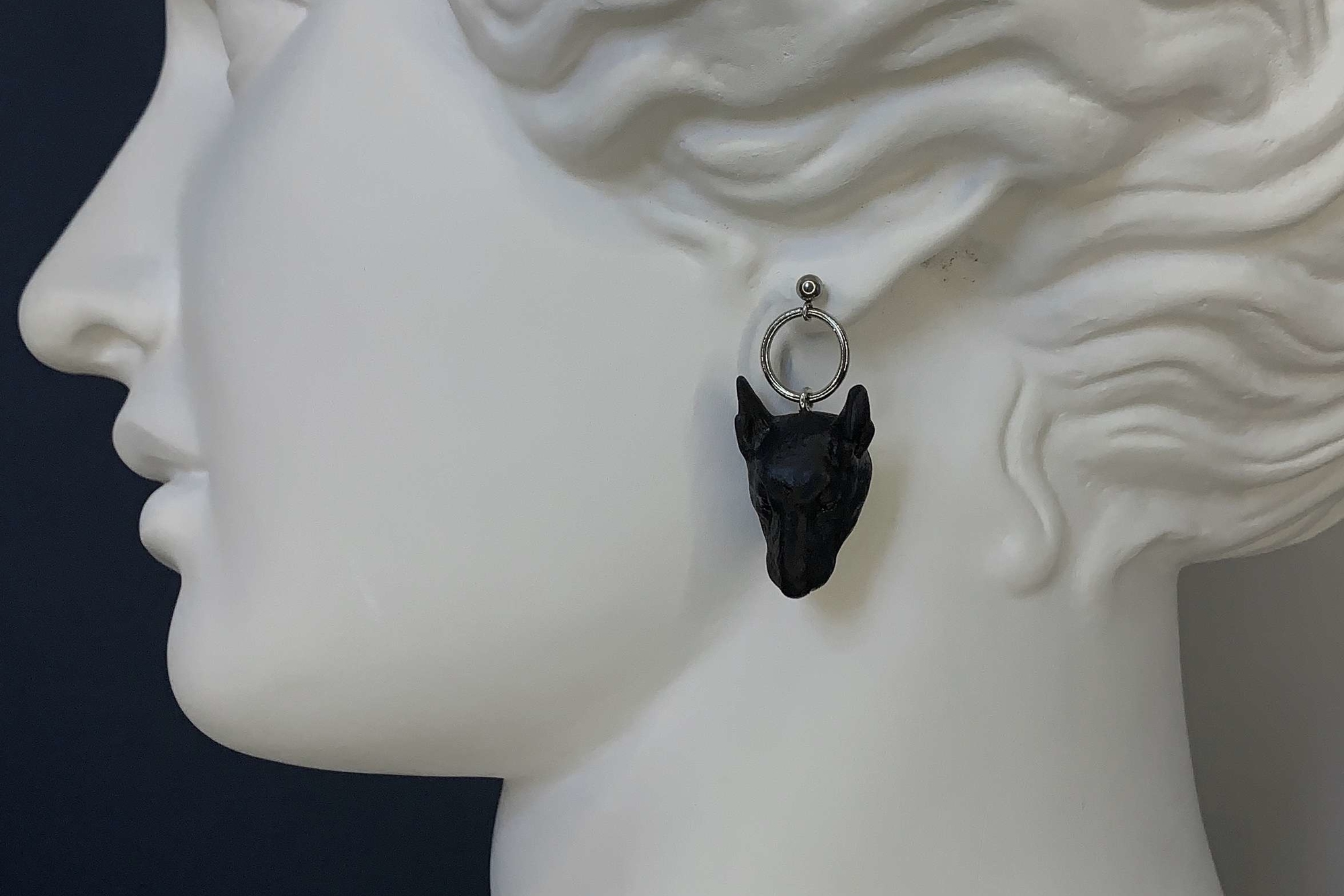 серьги черные бультерьеры