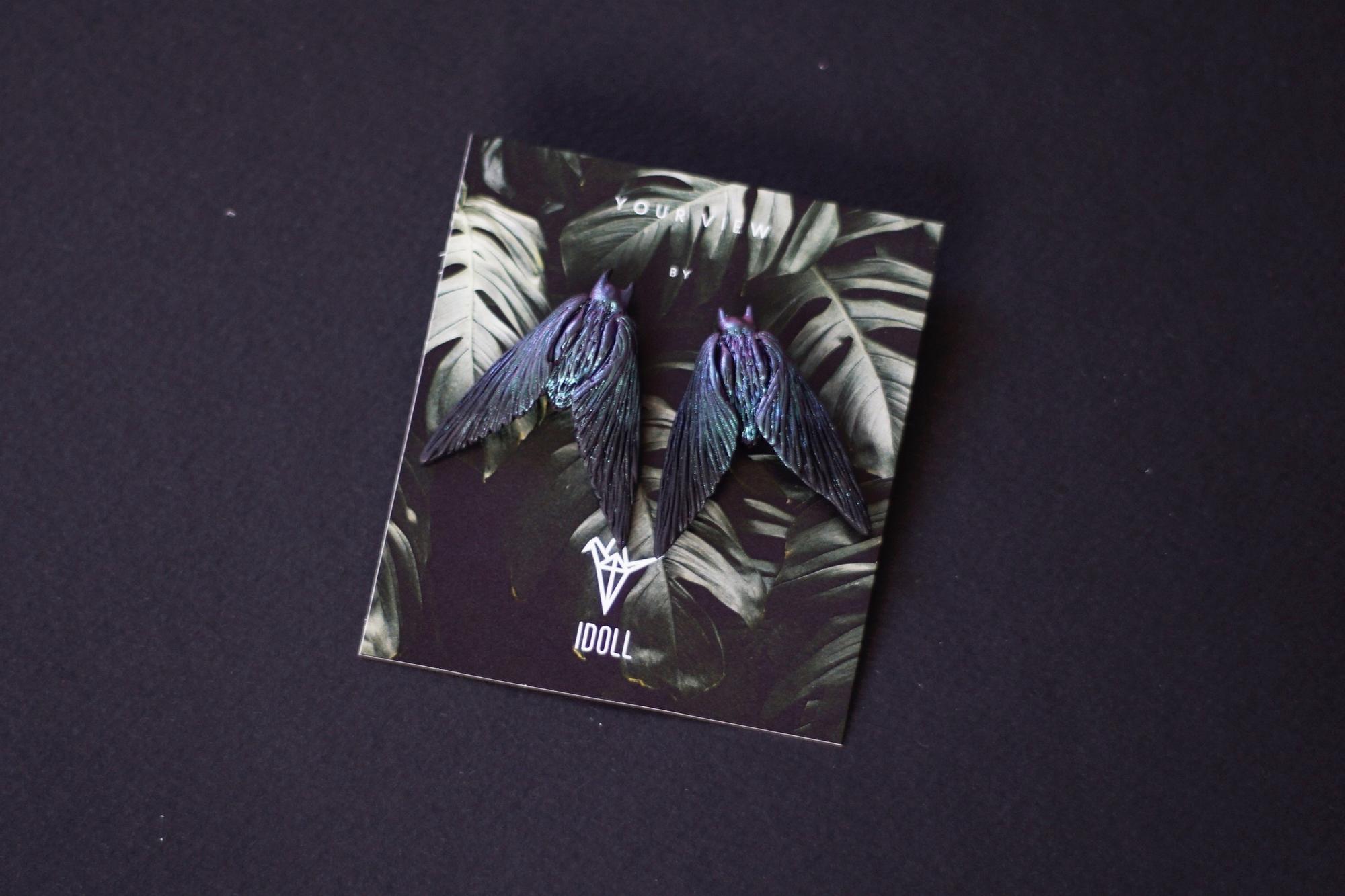 серьги средние переливающиеся мотыльки