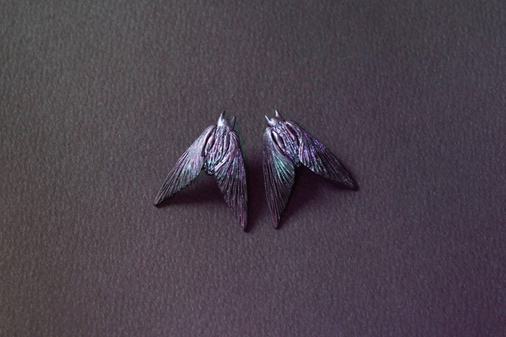 серьги средние переливающиеся мотыльки
