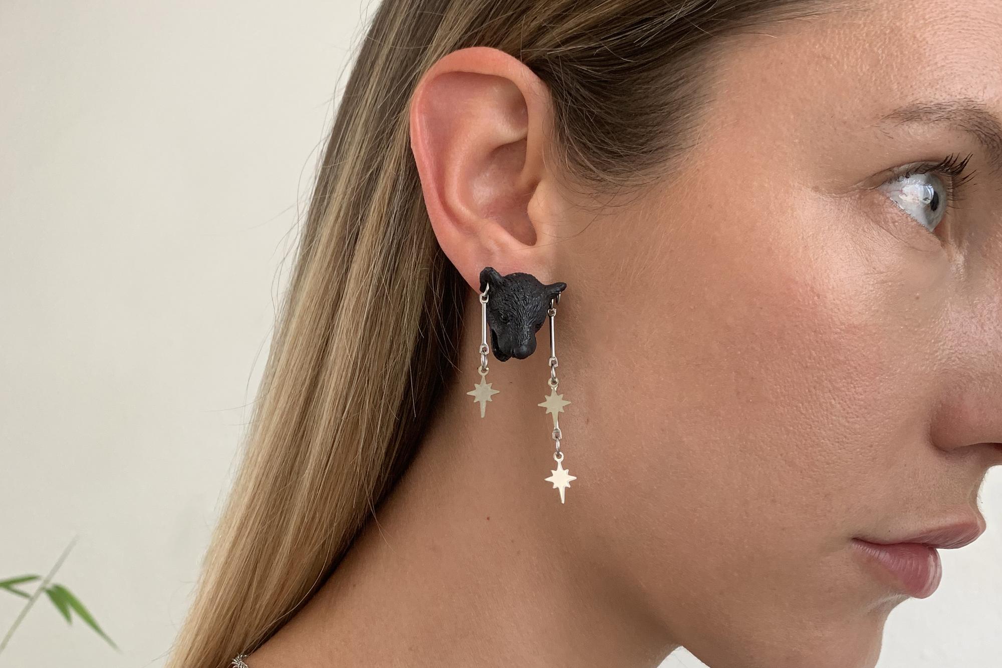 серьги тасманский дьявол и стальная звезда