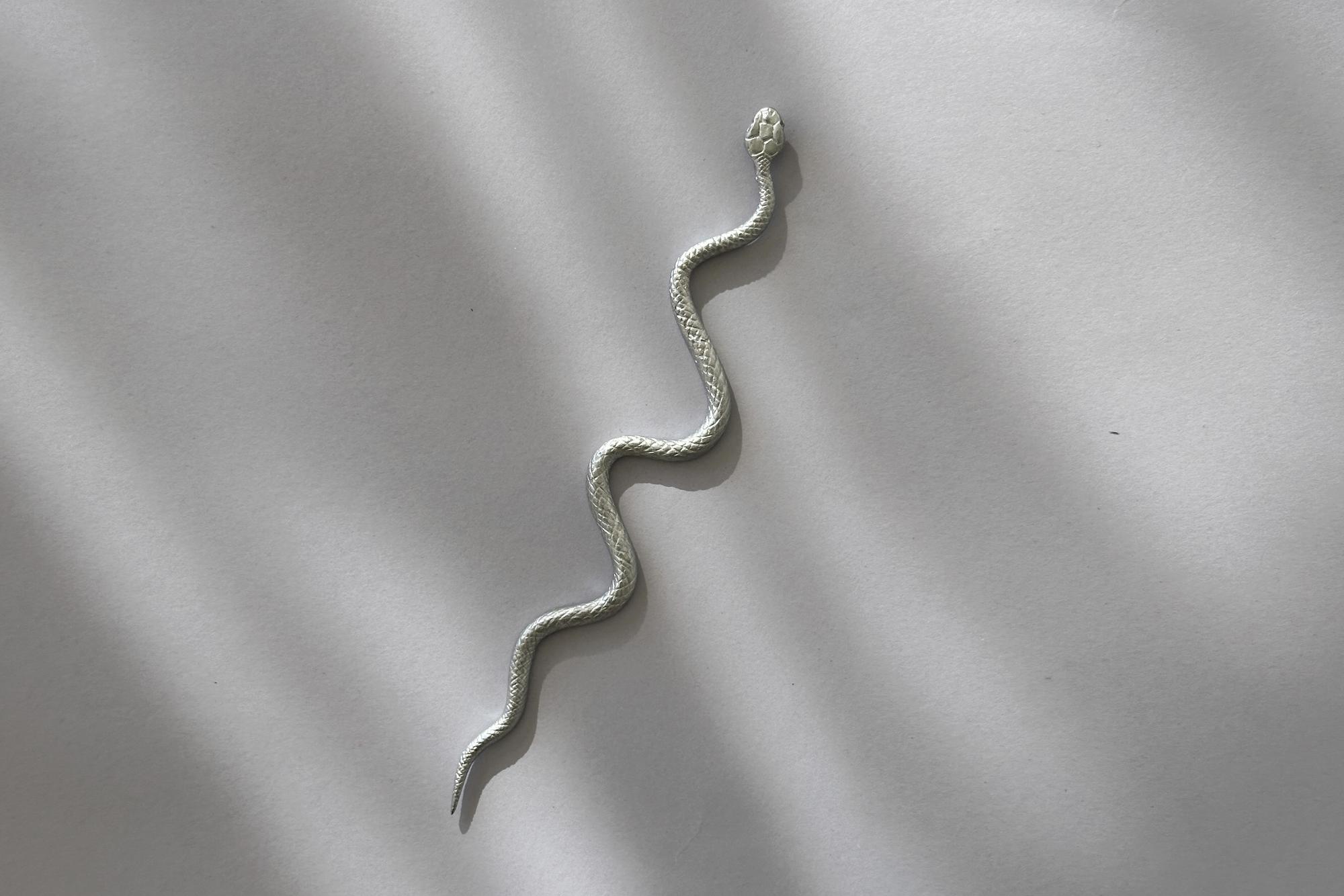 моносерьга серебристая змея