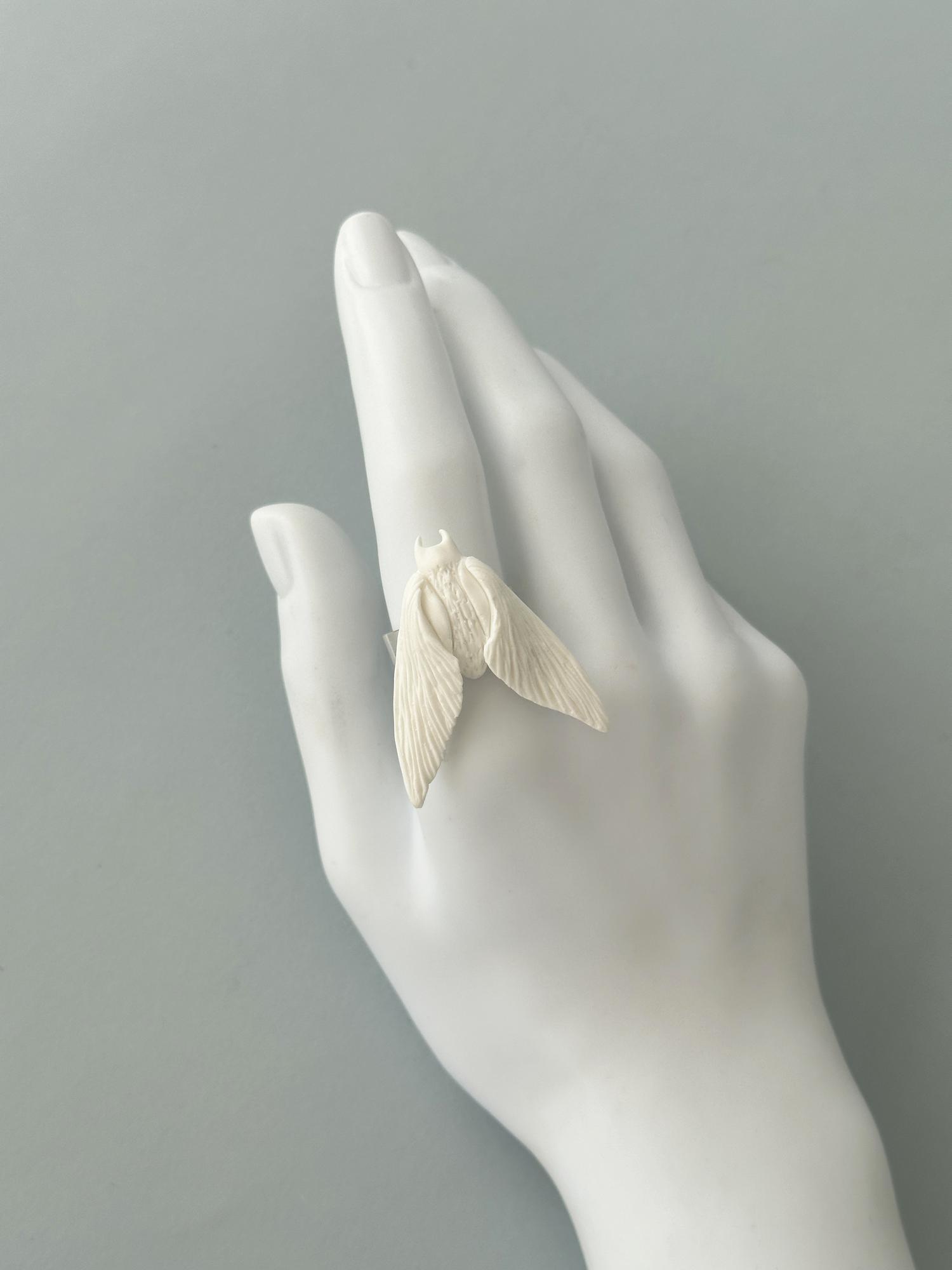 кольцо белый средний мотылек