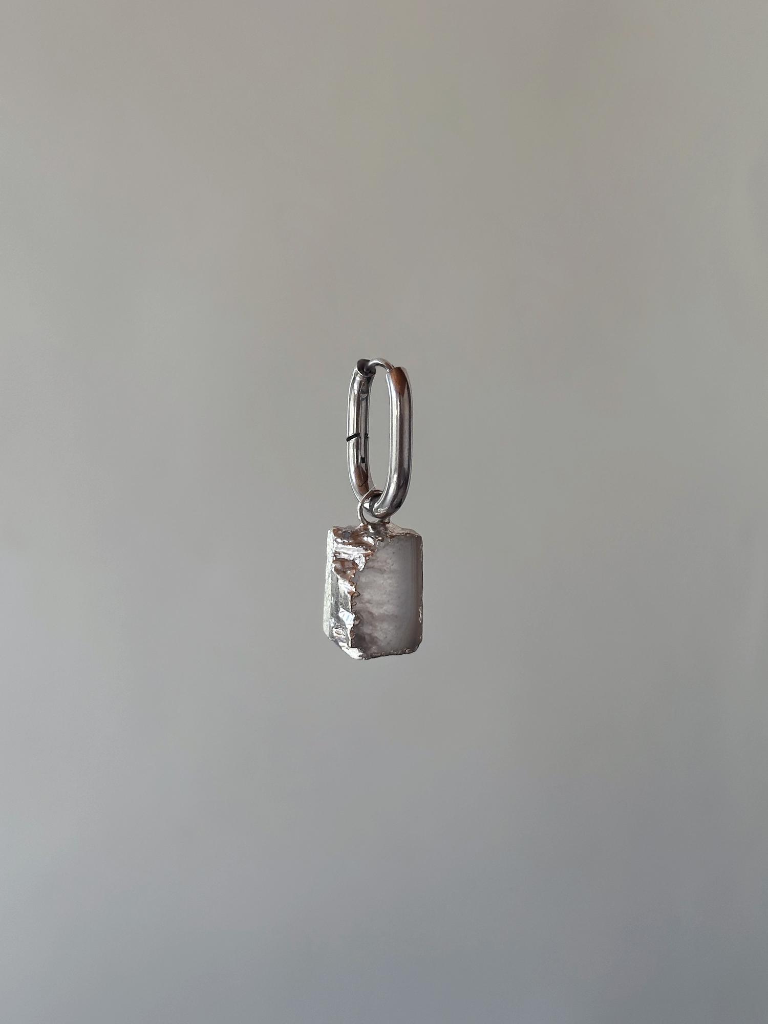 моносерьга со срезом агата №4