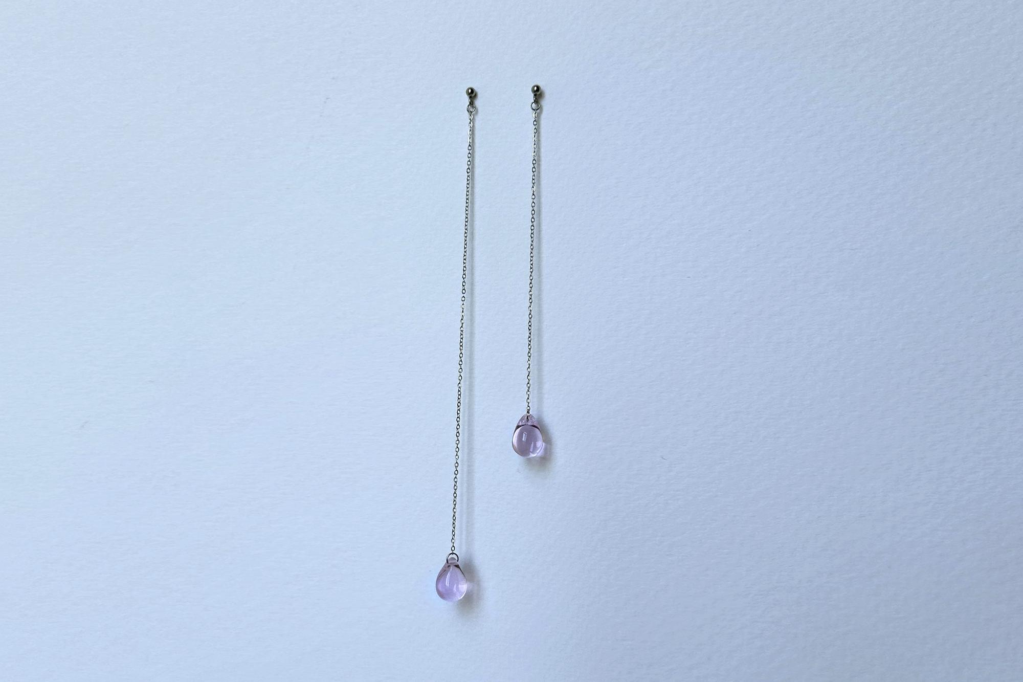 серьги кристальные розовые слезы