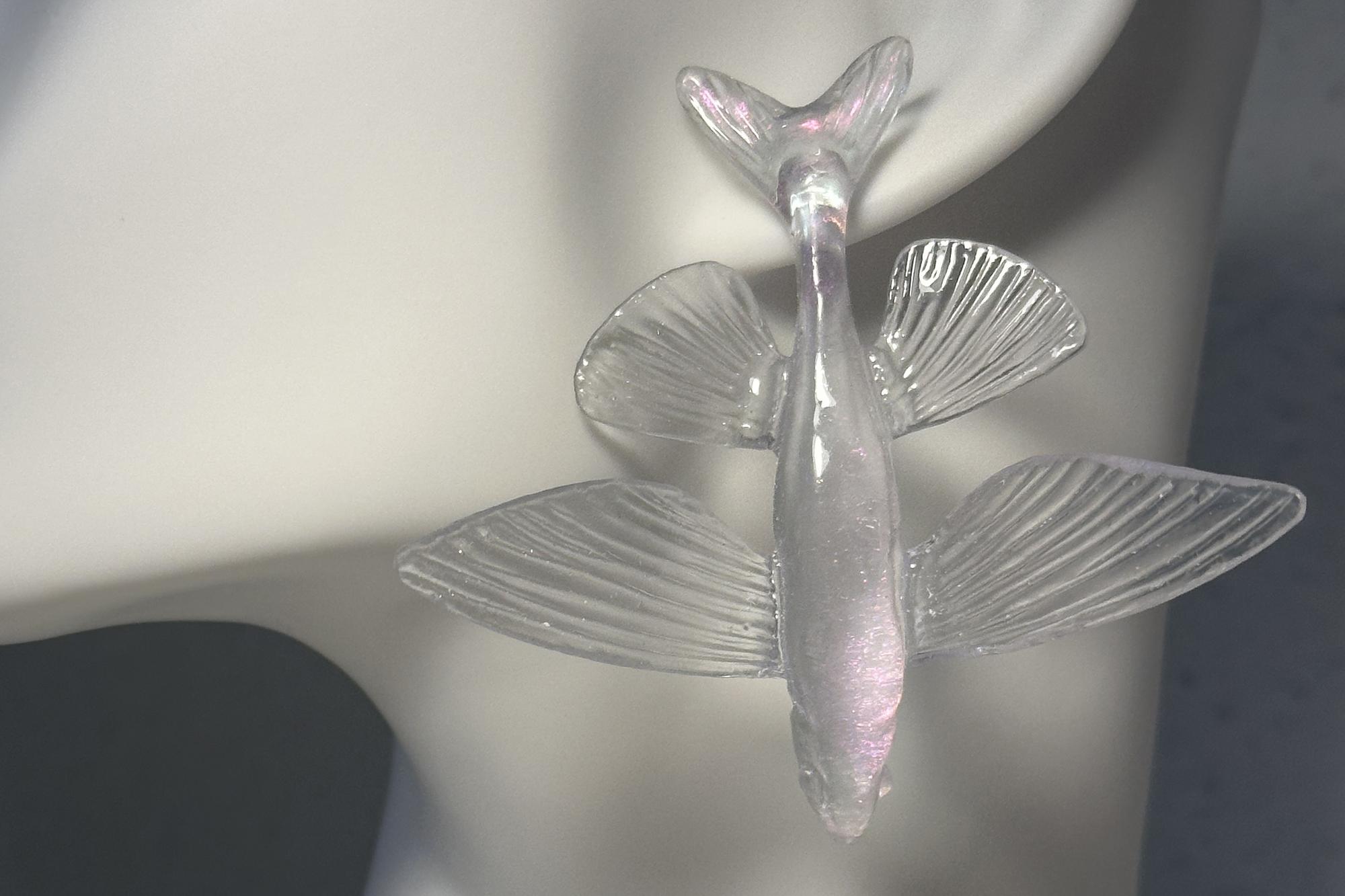 серьги летучие рыбы кристальные