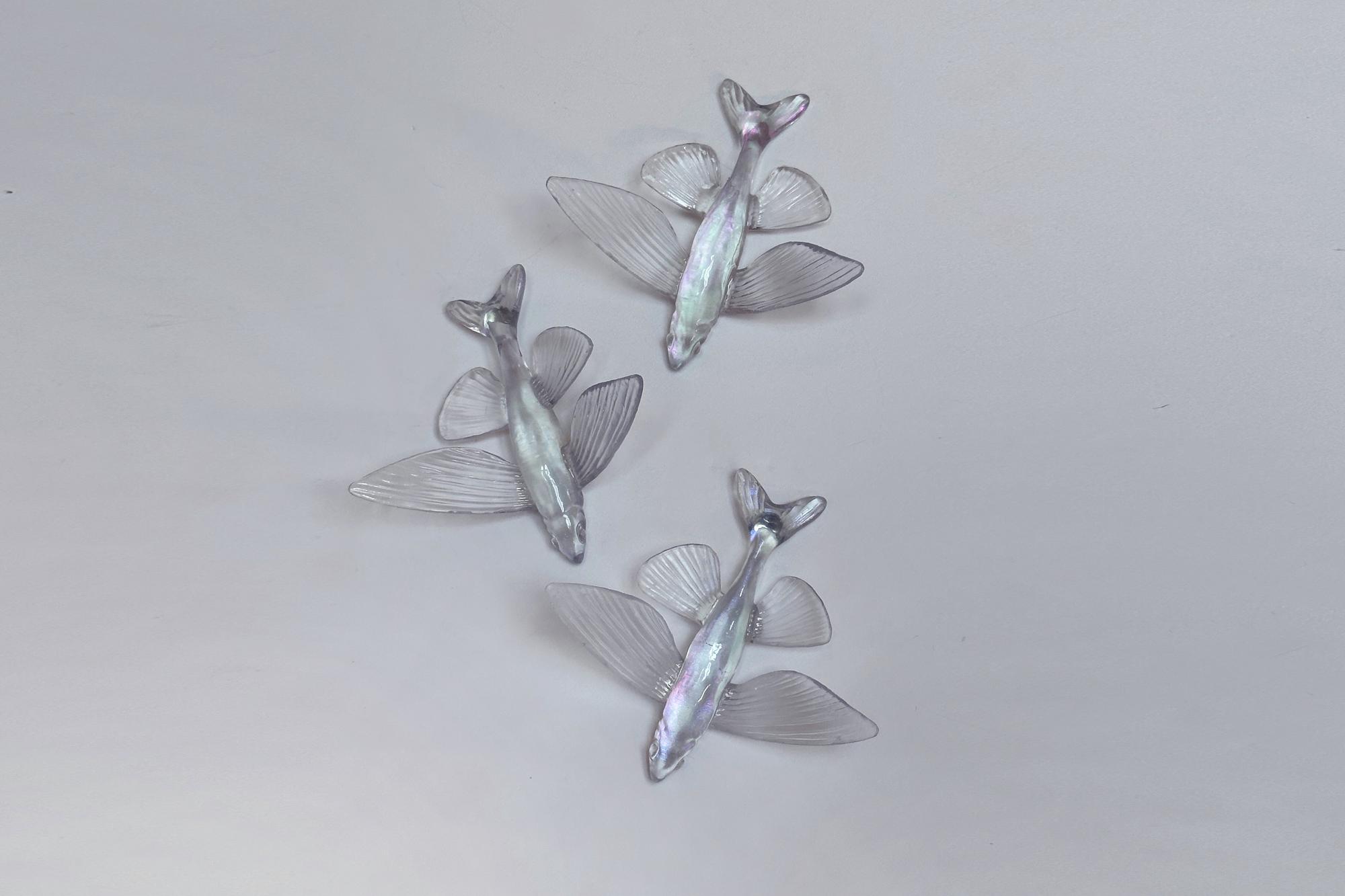 серьги летучие рыбы кристальные