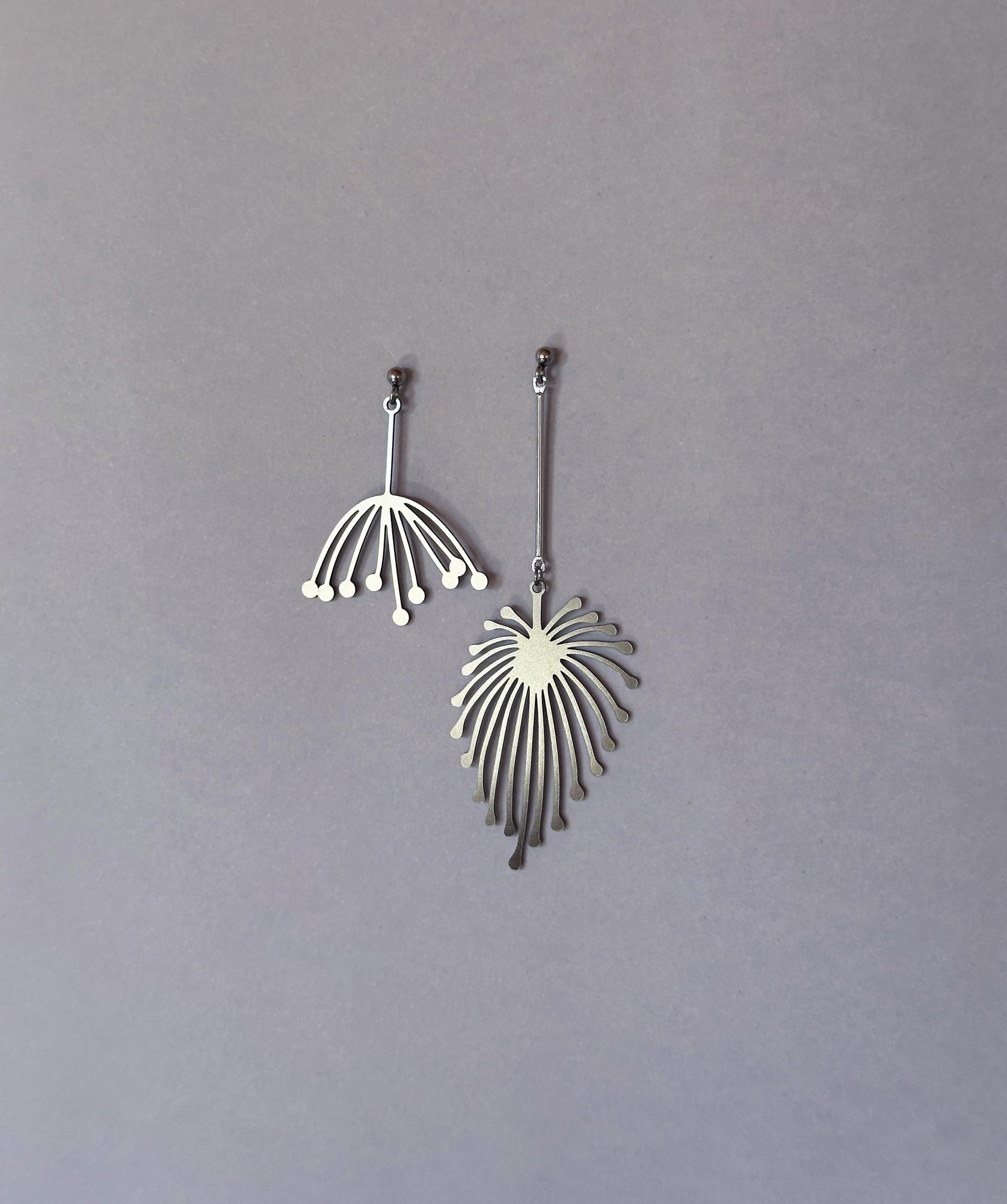 серьги стальные цветы