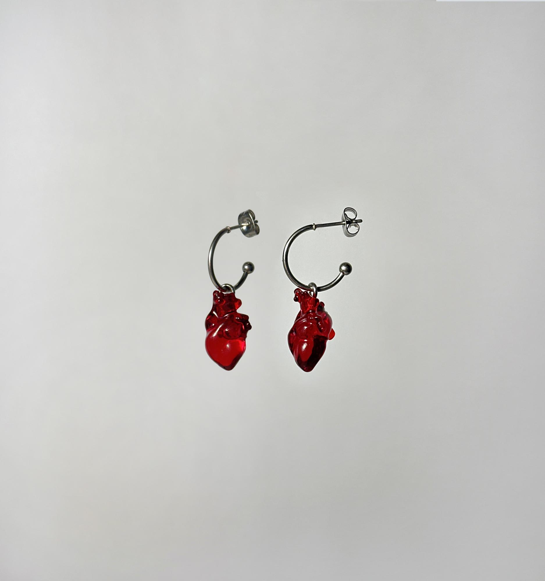 серьги красные сердца