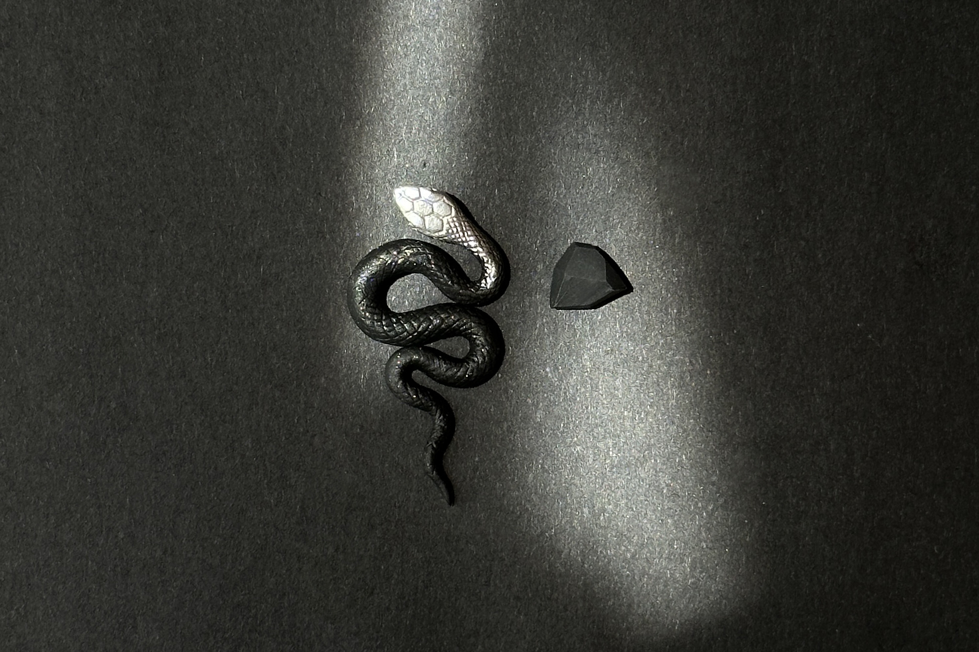 серьги малая черная змея и грань